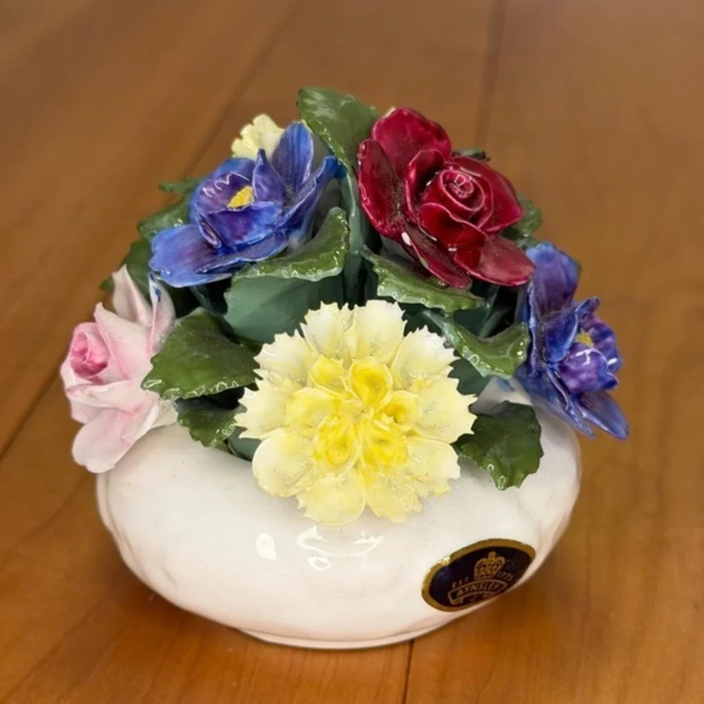 Aynsley Bone China Floral Bouquet – England Roses Pansies Carnations 3.5